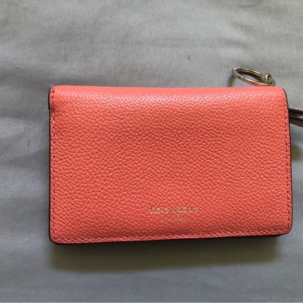 Kate Spade Coral Leather Small Bifold Snap Wallet